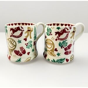 Emma Bridgewater Christmas Half Pint Mugs Set of 2 Made in England Holiday